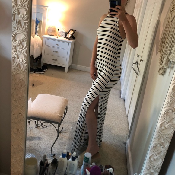 White and Black Striped Maxi Dress - Picture 9 of 12